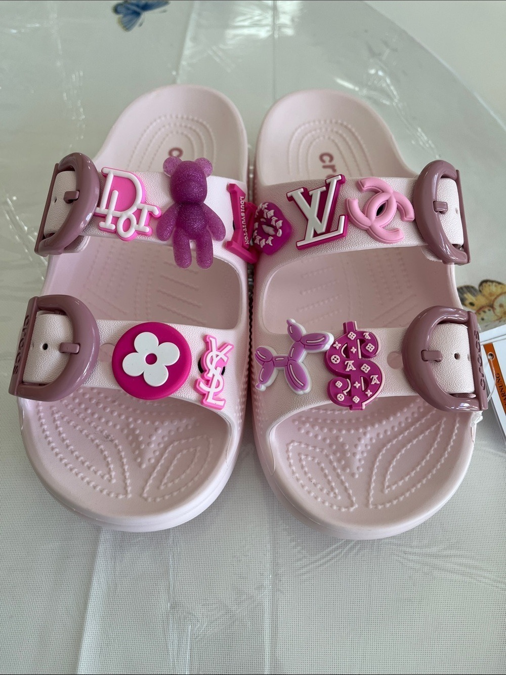 Crocs light pink sandals